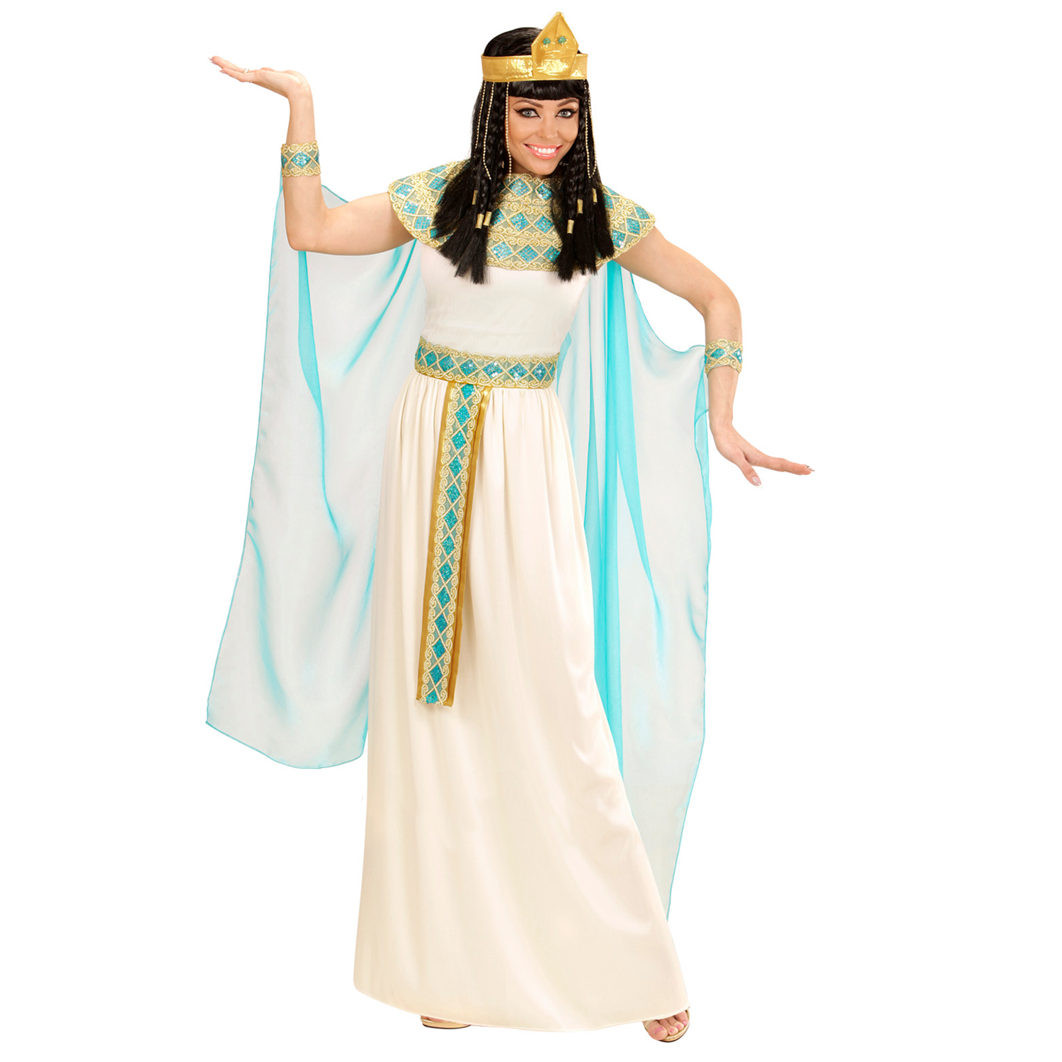 NEU Damen-Kostm Cleopatra-Kleid, inkl. Schmuck, Stirnband und Umhang, Gr. XS