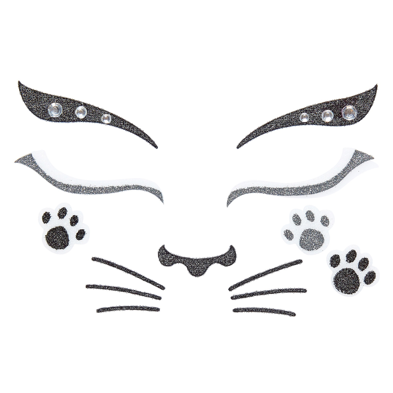 NEU Gesichts-Tattoos / Aufkleber Katze, glitzernd, selbstklebend