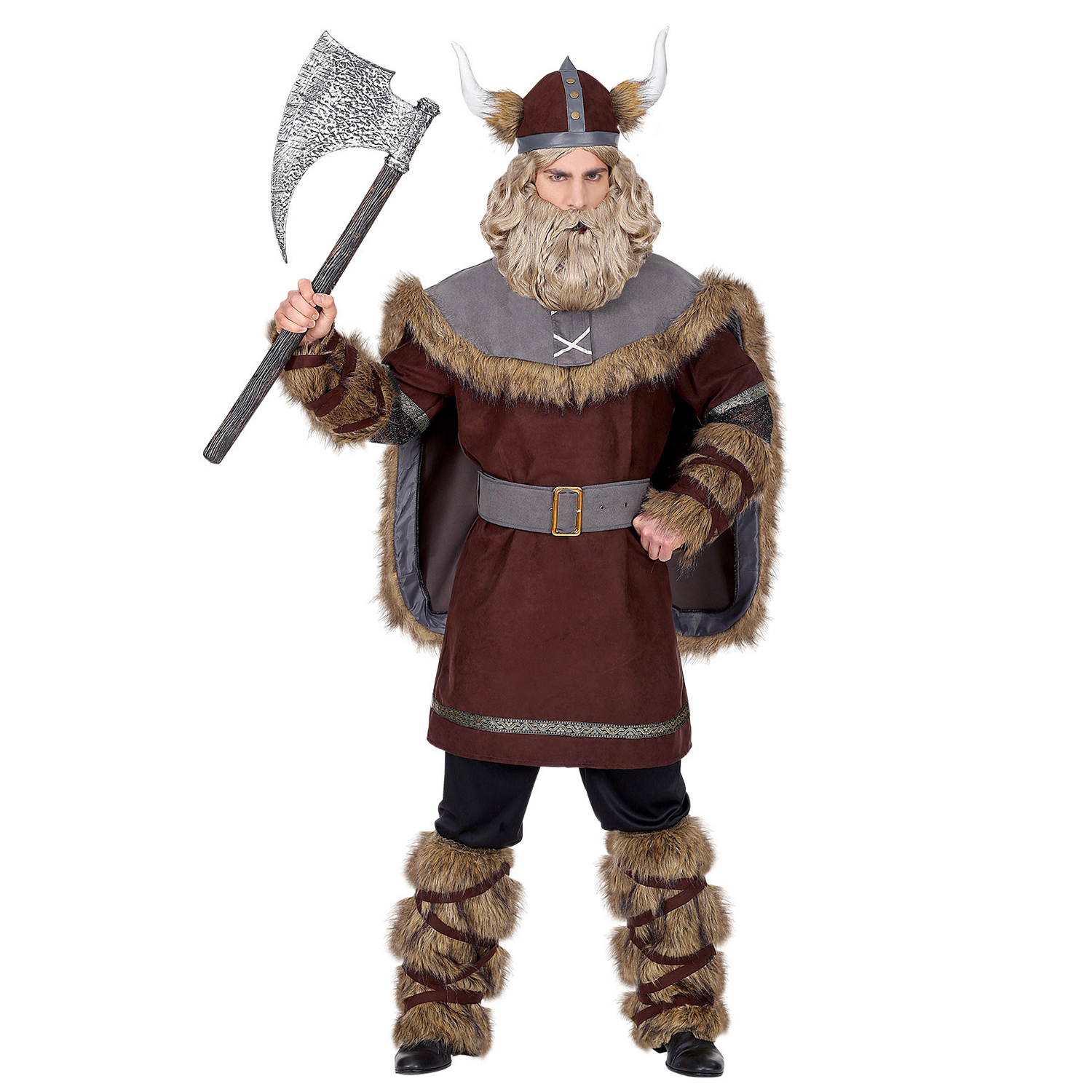 NEU Herren-Kostm Wikinger Hutpling, mit Oberteil, Hose, Stulpen, Grtel & Helm, Gr. S