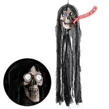 NEU Halloween-Deko-Figur SPRECHENDER TOTENKOPF MIT BEWEGLICHEM UNTERKIEFER UND LEUCHTENDEN AUGEN, Größe ca. 70 cm
