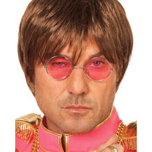 Brille Hippie, runde, rosa Glser aus Metall