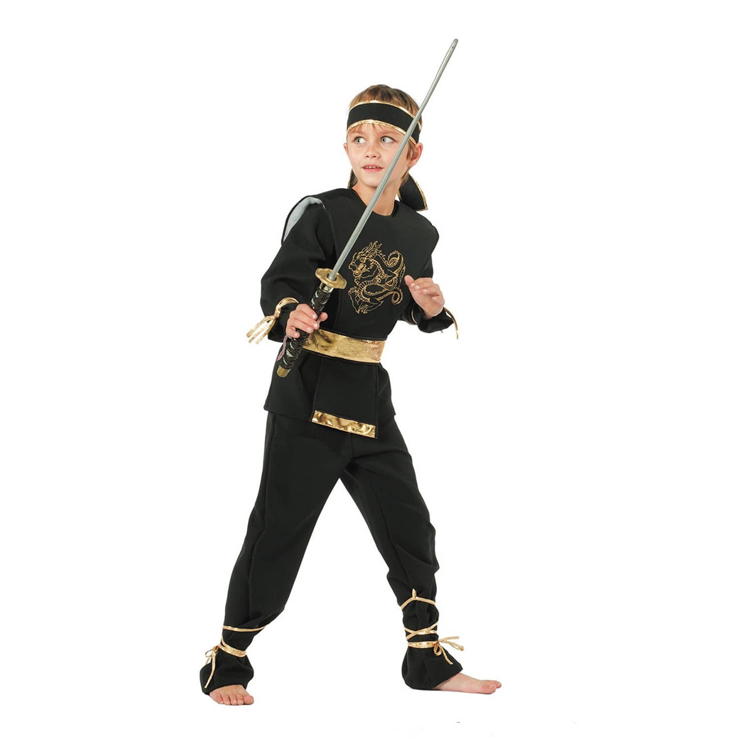 NEU Kinder-Kostüm Ninja Dragon, inkl. Hose, Oberteil, Gürtel & Stirnband, Größe: 116