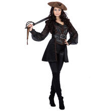 Damen-Kostüm schwarze Piratin / Voodoo Hexe Deluxe, Gr. 36
