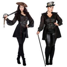 Damen-Kostüm schwarze Piratin / Voodoo Hexe Deluxe - Verschiedene Größen (36-48)