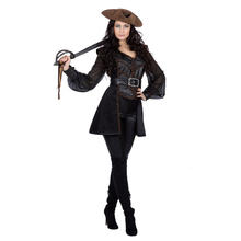 Damen-Kostüm schwarze Piratin Deluxe, Gr. 48