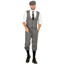 Herren-Kostüm wilde 20er Finn, grau, Gr. 48 - Set mit Hose, Weste und Mütze