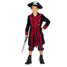 NEU Kinder-Kostm Pirat, 3-tlg. mit Hose, Jacke und Grtel, burgund-schwarz, Gr. 116