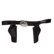 NEU Holstergrtel / Pistolenholster doppelt mit Patronen, schwarz, 135cm