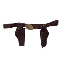 NEU Holstergrtel / Pistolenholster doppelt mit Patronen, braun, 135cm