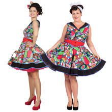Damen-Kostüm Kleid Pop-Art - Verschiedene Größen (34-48)