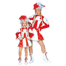 Tanzmariechen Kostüm Kinder Rot-Weiß Funkenkostüm Funkenmariechen Kleid 128 cm 
