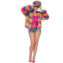 NEU Damen-Kostm Plsch-Jacke Rainbow, bunt, Gr. 36-38