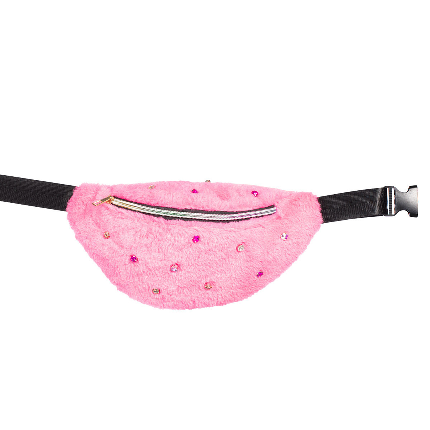 NEU Bauchtasche Plsch, mit Glitzersteinen, rosa