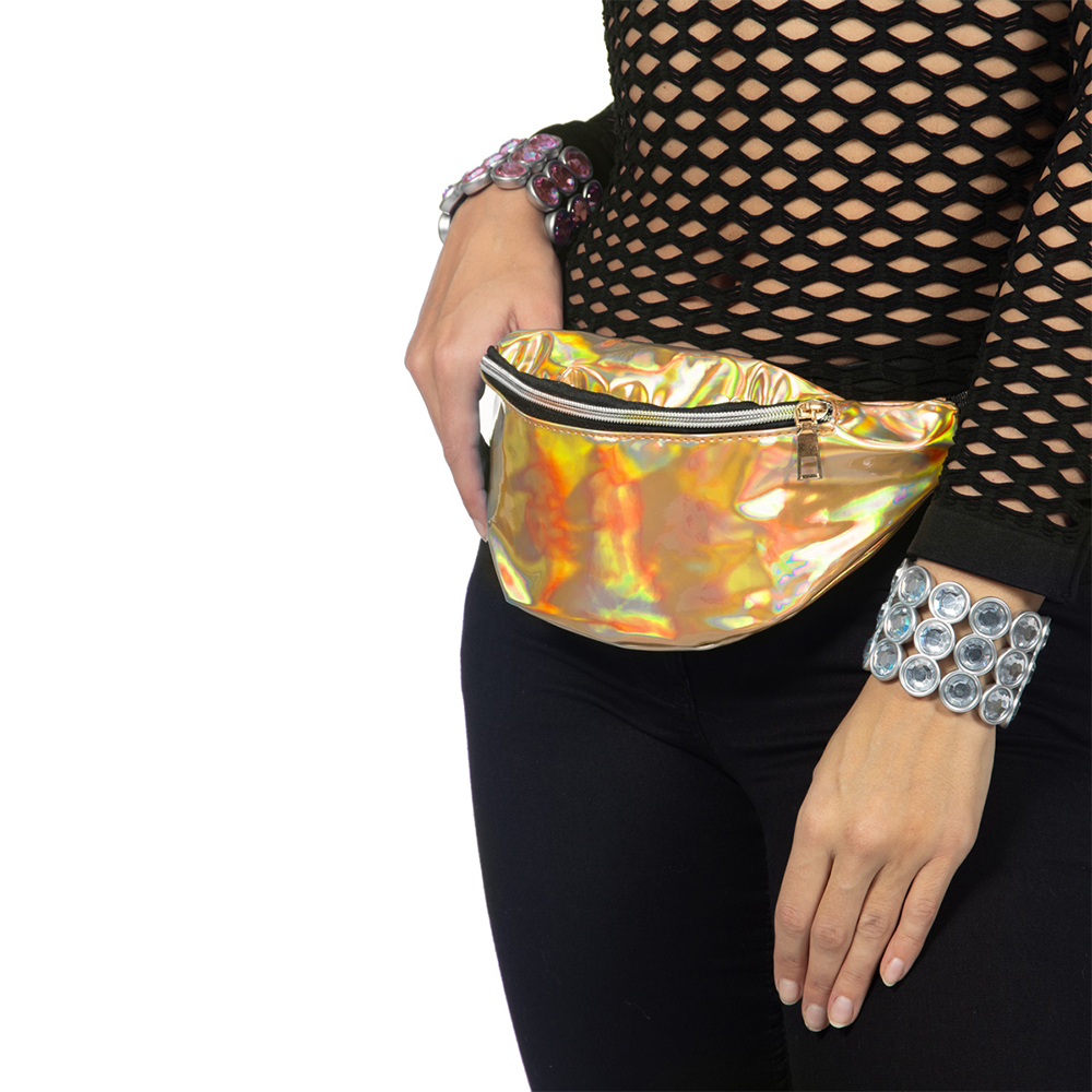 NEU Bauchtasche 80er-Jahre Hologramm gold, mit Reiverschluss