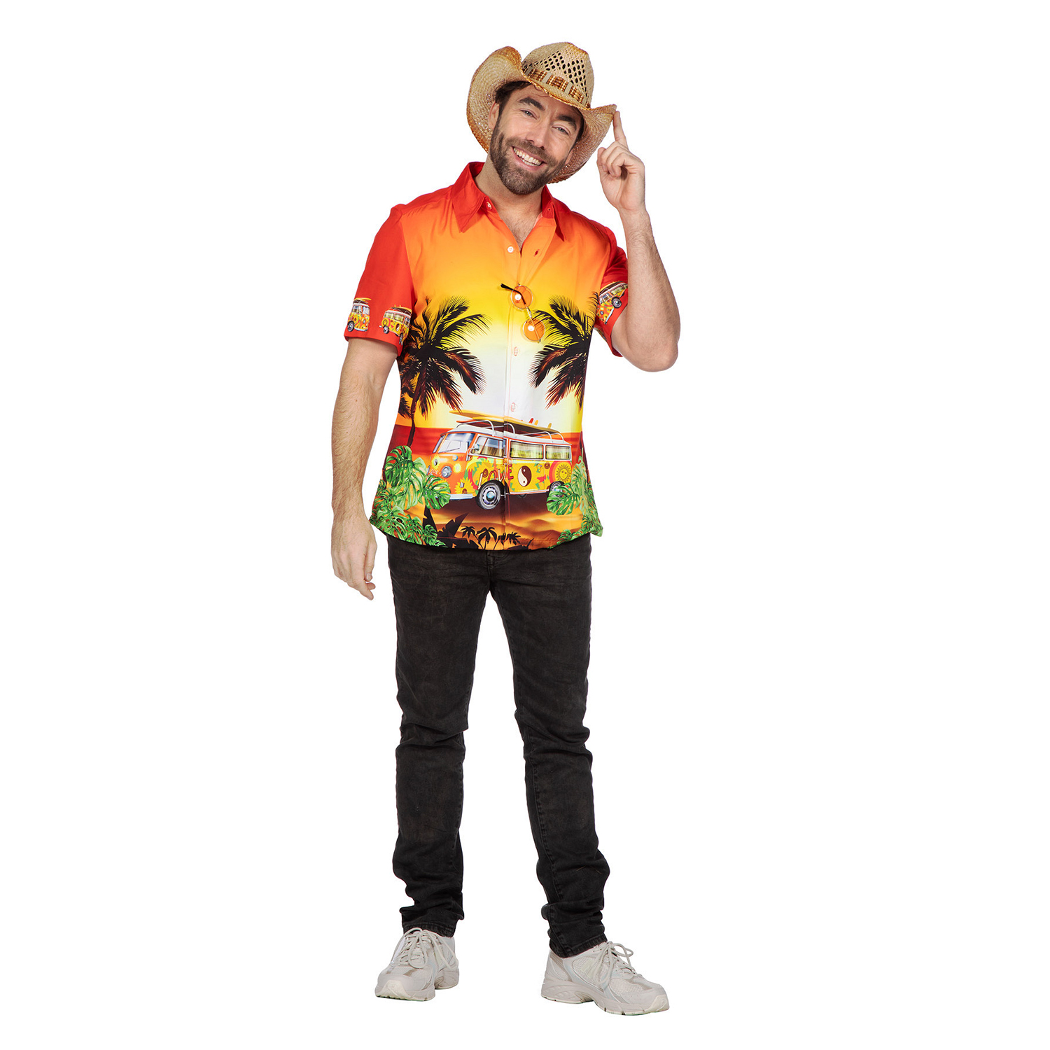 NEU Herren-Kostm Hawaii-Hemd Hippie-Van, bunt, Gr. S