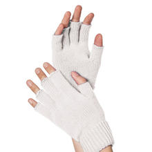 Handschuhe gestrickt, fingerlos, weiß