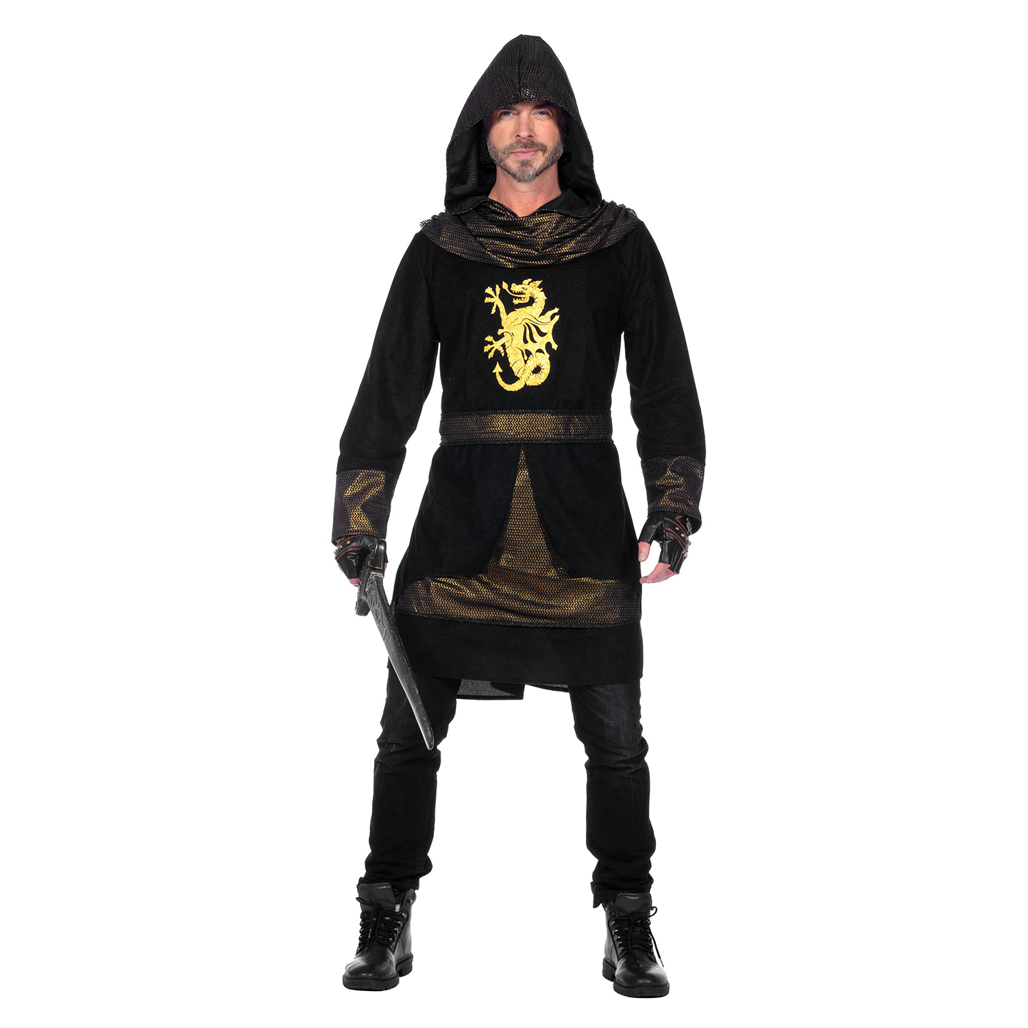 NEU Herren-Kostm Schwarzer Ritter, Oberteil mit Kapuze, Gr. S