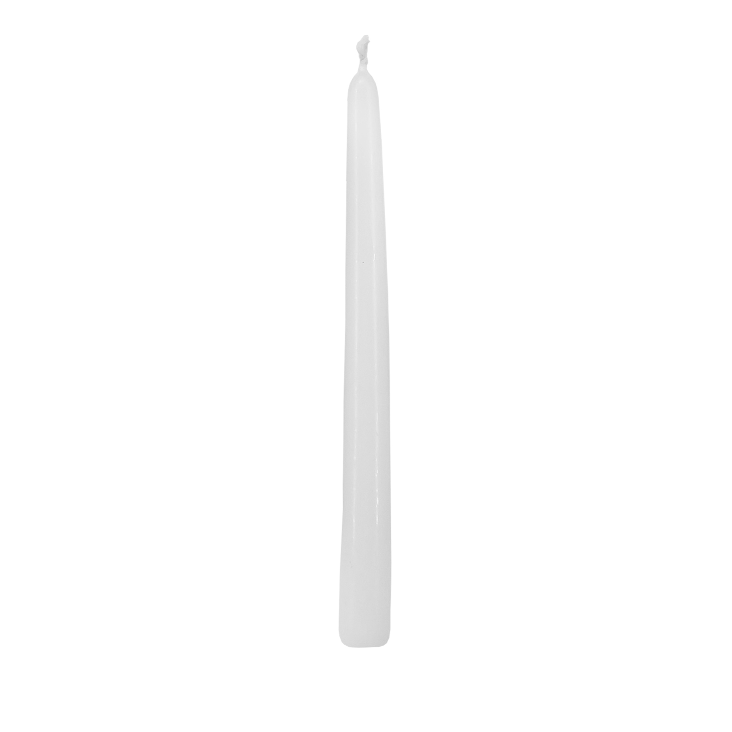 Getauchte glatte Tafel-Kerze, spitz zulaufend, ca. Höhe: 250mm, Ø 25mm, Farbe: Weiß