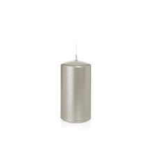 SALE Klassische getauchte Stumpen-Kerze, glatte Oberflche, Hhe: ca. 100mm, Durchmesser: ca. 50mm, Farbe: Silber