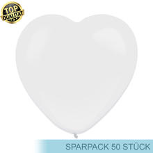 Premium Latex-Luftballon, Herz, 50 Stk, ca. 30cm Durchmesser, Weiß / Frosty White - Ideal für Hochzeiten