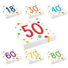 NEU Servietten Konfetti Happy Birthday, ca. 33x33cm, 20 Stück - Verschiedene Varianten