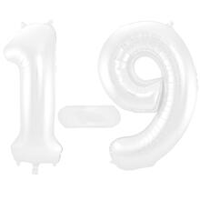 NEU Riesige Folienballon Zahlen 0-9, Premiumqualität, Höhe: ca. 86cm, Farbe: Matt Weiß