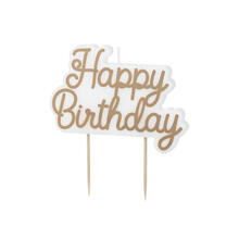 Geburtstagskerze Happy Birthday / Geburtstag - Gold, 7,5 � 10 cm