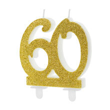 Geburtstagskerze Zahl ''60'', gold, 7,5cm