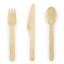 Holz-Besteck Gabel / Messer / L�ffel - 16 cm, 18 St�ck