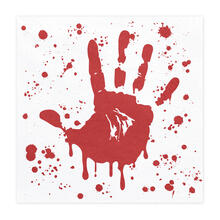 Servietten Blutige Hand, 33x33 cm, wei�-rot, 20 Stk.