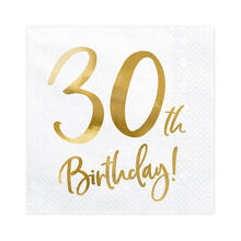 Servietten 30th Birthday / Geburtstag - Wei�, 33 � 33 cm, 20 St�ck