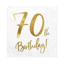 Servietten 70th Birthday / Geburtstag - Wei�, 33 � 33 cm, 20 St�ck