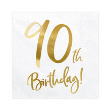 Servietten 90th Birthday / Geburtstag - Wei�, 33 � 33 cm, 20 St�ck