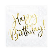 Servietten Happy Birthday / Geburtstag - Wei�, 33 � 33 cm, 20 St�ck