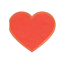 Servietten Herz - Rot mit Goldrand, 14,5 � 12,5 cm, 20 St�ck