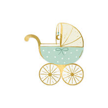 Servietten Form Kinderwagen - Blau, 14 � 15 cm, 20 St�ck