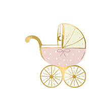 Servietten Form Kinderwagen - Hellrosa, 14 � 15 cm, 20 St�ck