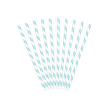 Papierstrohhalme gestreift - Hellblau, 19,5 cm, 10 St�ck