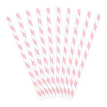 Papierstrohhalme gestreift - Hellrosa, 19,5 cm, 10 St�ck