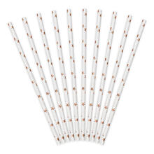 Papierstrohhalme Sterne - Ros�gold, 19,5 cm, 10 St�ck