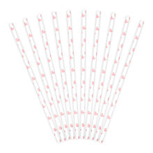 Papierstrohhalme Herzen - Hellrosa, 19,5 cm, 10 St�ck