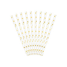 Papierstrohhalme Herzen Gold - 19,5 cm, 10 St�ck