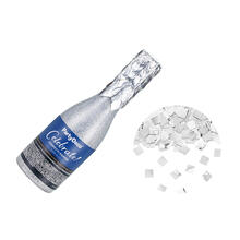 Konfettikanone Form Champagnerflasche - Silber, 20,5 cm
