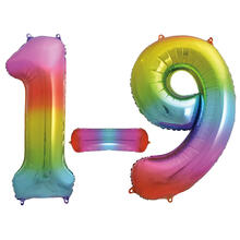 SALE Riesige Folienballons Regenbogen, Premiumqualität, Zahlen 0-9, Höhe: ca. 86 cm - Verschiedene Ziffern