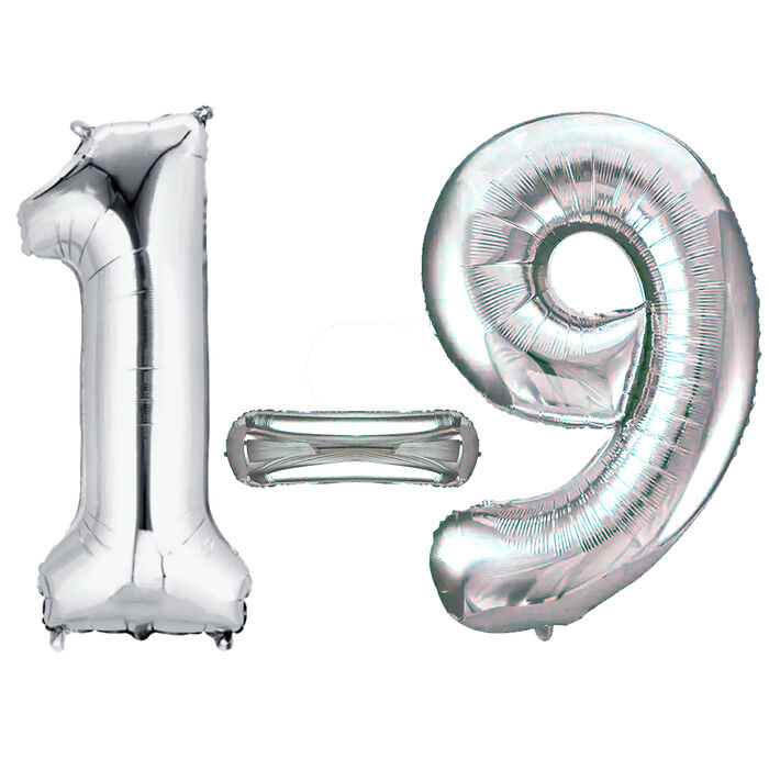 NEU Folienballon Medium Zahl, silber, ca. 66cm hoch - verschiedene Ziffern