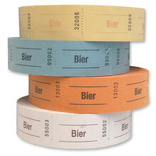 Rollen-Gutscheine Bier, 1000 Abrisse - Verschiedene Farben