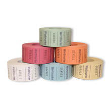 Mini-Rollen-Gutscheine Aufdruck Wertmarke, 500 perforierte Abrisse, 30 x 30 mm - Verschiedene Farben