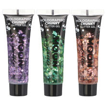Moon Creations Glitzer Schminkgel holographisch, grob, 12 ml - Verschiedene Farben