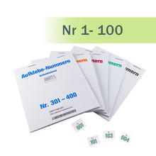 Gewinn-Aufklebenummern, selbstklebend, Nr 1-100